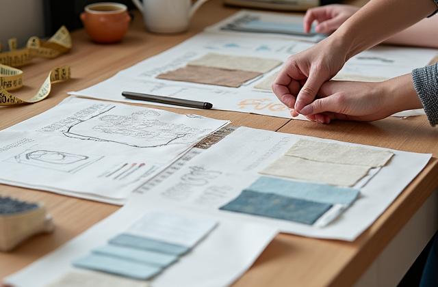 Disegni e campioni di tessuto con strumenti di design